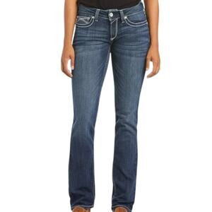 Ariat REAL Mid Rise Ivy Stackable Womens Straight Blue Jeans Size 27R